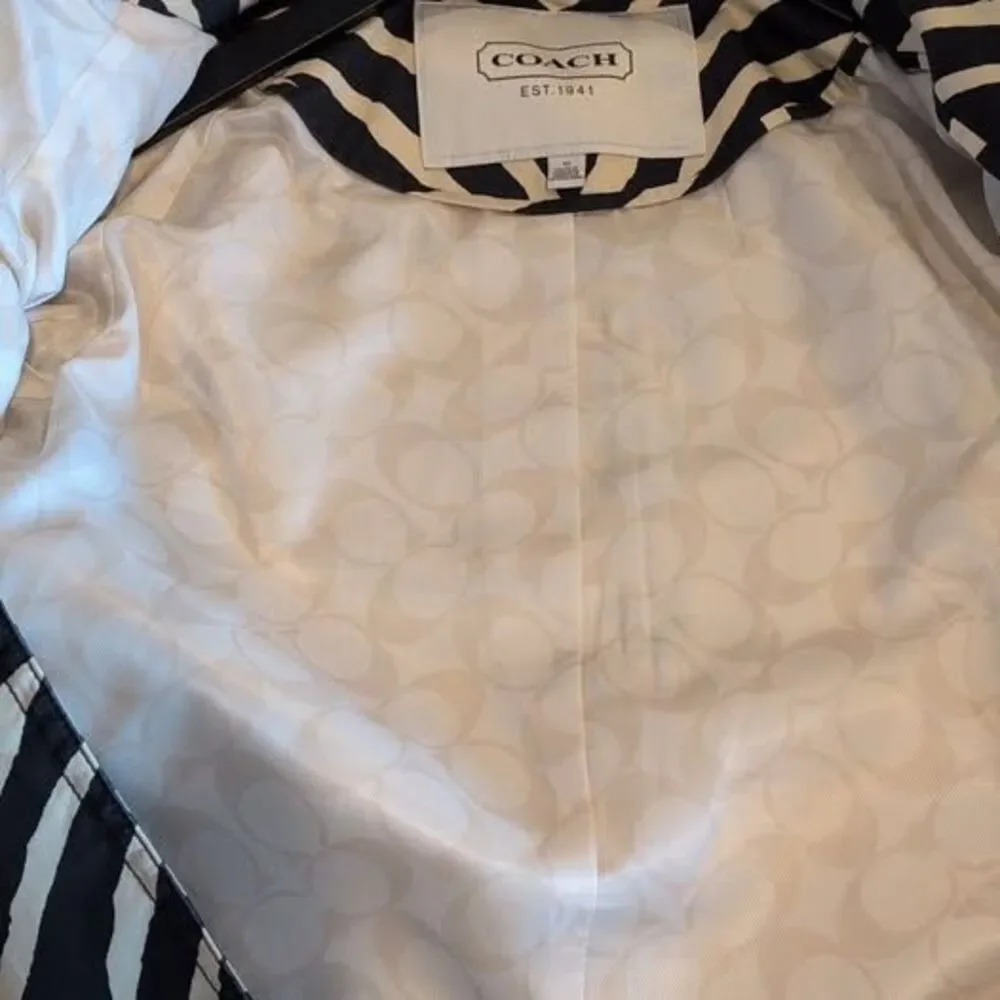Coach Black and White Zebra Print Trench Coat